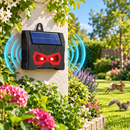 Repelente Ultrassônico Solar para Animais com LED e Carregamento USB