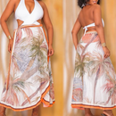 Saída de Praia Feminina Saia Envelope Estampada
