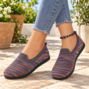Sapato Feminino Casual Boho Listrado em Malha Respirável