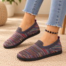 Sapato Feminino Casual Boho Listrado em Malha Respirável
