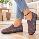 Sapato Feminino Casual Boho Listrado em Malha Respirável