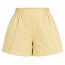 Short Feminino de Linho com Forro Cintura Alta e Elástico