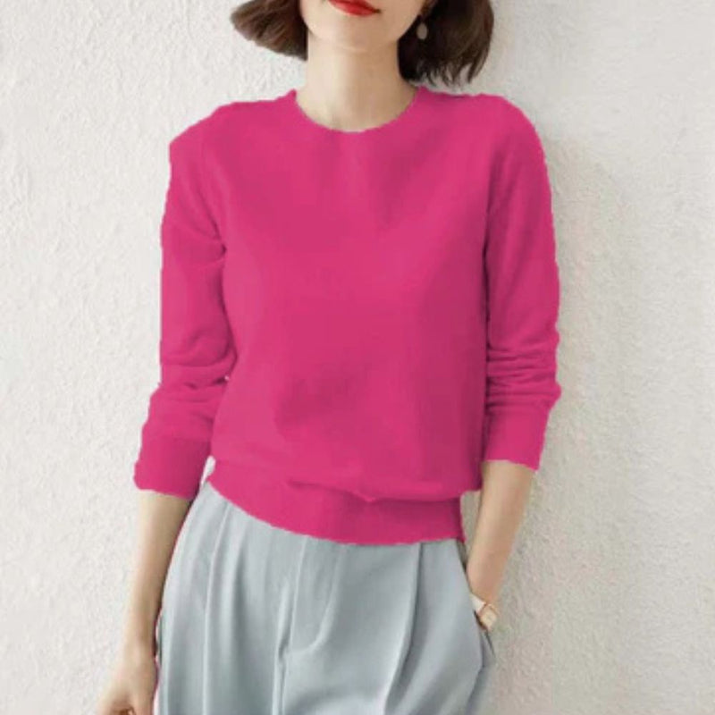 Suéter Feminino Básico de Lã com Gola Redonda