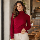 Suéter Feminino Cacharrel Gola Alta em Tricô | WinterComfort