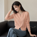 Suéter Feminino de Cashmere Tricô com Botões para Inverno