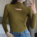 Suéter Feminino de Tricô Canelado com Gola Redonda para Inverno | SlimFit