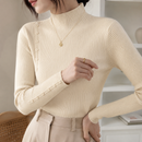 Suéter Feminino de Tricô Elegante com Botões para Inverno