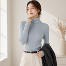 Suéter Feminino de Tricô Gola Alta com Botões para Inverno | Elegance Knit