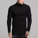 Suéter Masculino de Lã em Tricô Canelado com Gola Alta