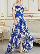 Vestido Feminino Longo Floral Elegante com Fenda