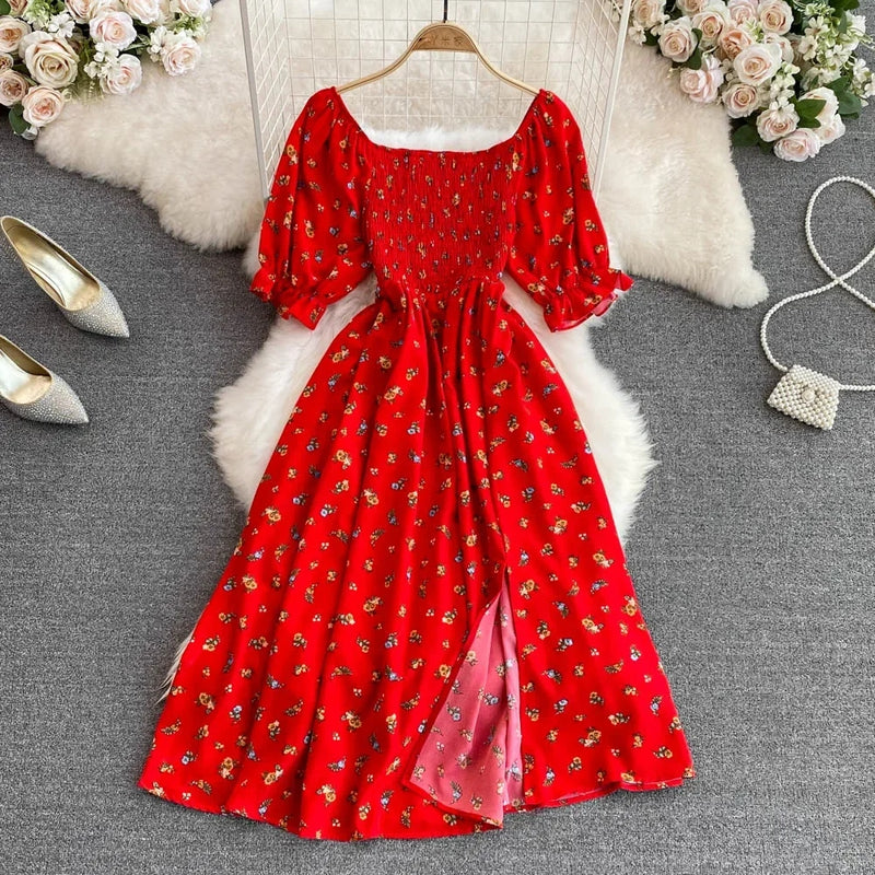 Vestido Feminino Longo Vintage Floral de Verão