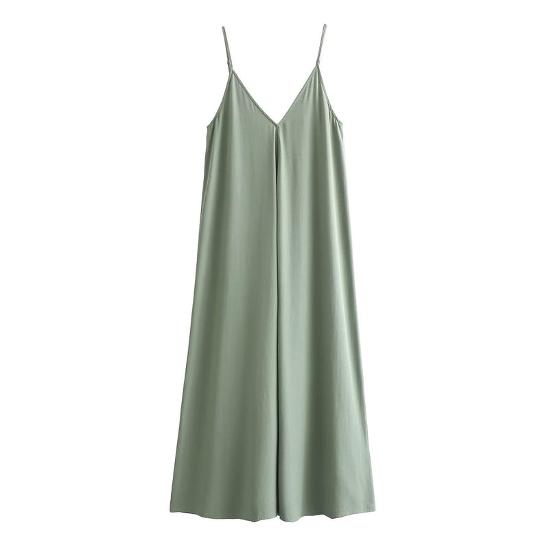 Vestido Feminino Longo de Verão Drapeado com Costas Nua