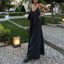 Vestido Feminino Longo de Verão Drapeado com Costas Nua