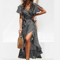 Vestido Feminino Longo de Verão Estampado com Babados