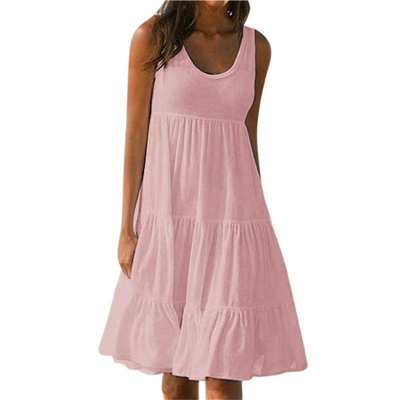 Vestido Feminino Midi Básico Plissado