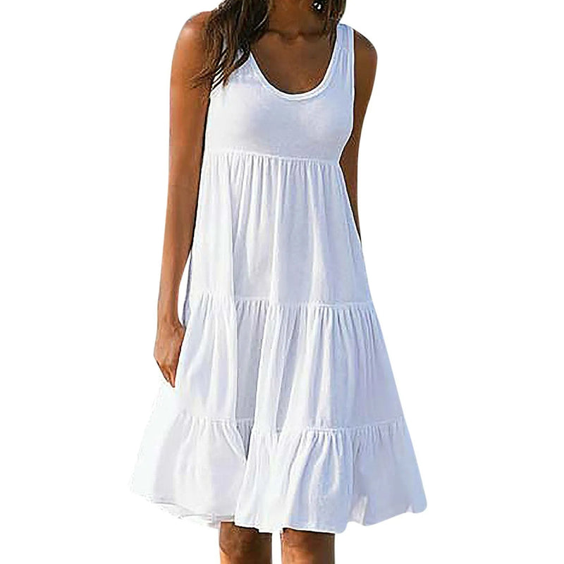 Vestido Feminino Midi Básico Plissado