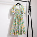 Vestido Feminino Midi Plissado Florido de Verão