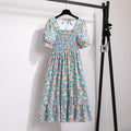 Vestido Feminino Midi Plissado Florido de Verão
