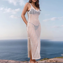 Vestido Saída de Praia Feminino Longo em Crochê Rendado