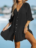 Vestido Saída de Praia Feminino Solto com Decote em V