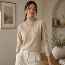Blusa Feminina Tricô Manga Longa Gola Alta para Inverno | CozyEssentials
